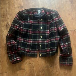 J. Crew Plaid Blazer with Gold Buttons
